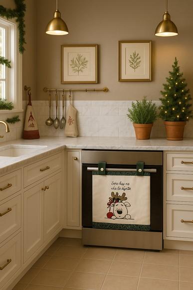 Cobre Forno/cortina Forno Ginger Bordada para Fogão Natal