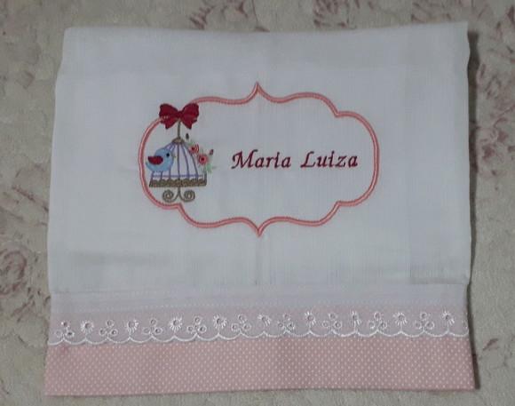 Fralda Luxo Grande - 67x67 Bordada