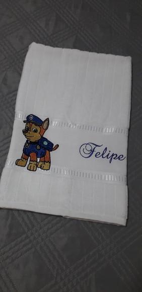 Jogo de Toalha Bordada Infantil Banho e Rosto Cachorro