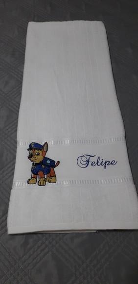 Jogo de Toalha Bordada Infantil Banho e Rosto Cachorro