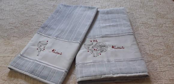 Jogo Toalhas Bordada Kit 2 Toalhas Banho + Rosto Personaliza