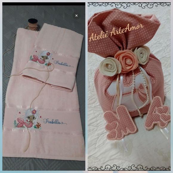 Kit Bebê Toalha de Banho e Peso de Porta Personalizado