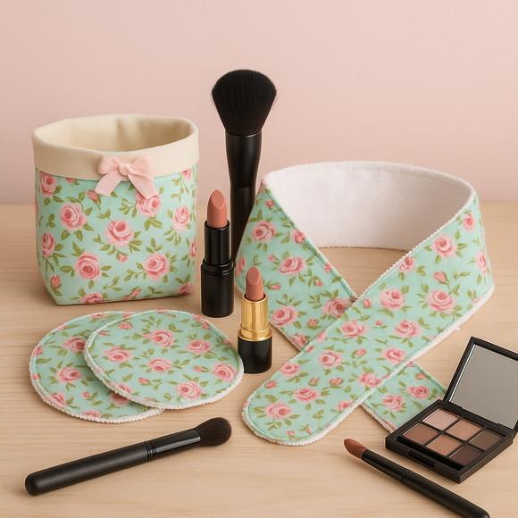 Kit Maquiagem Esponjas Limpeza Facial, Faixa Cabelo, Cachep