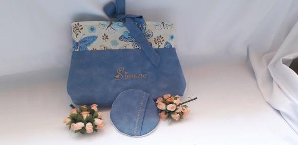 Necessaire Bordada + Ecopads lembrancinha para Mãe