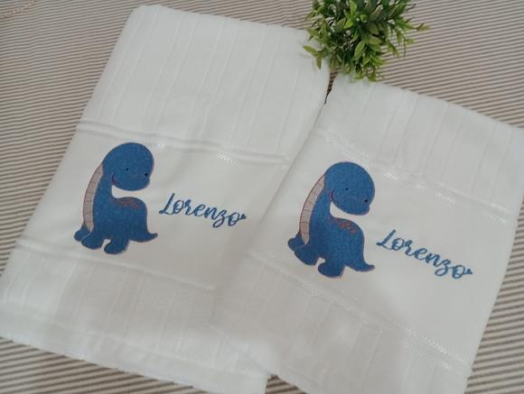 Toalha Infantil Personalizada Dinossauro Banho e Rosto