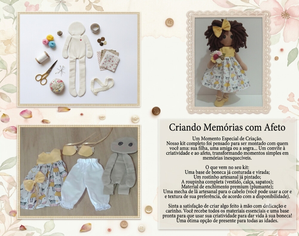 Projeto Montar Boneca de pano 35cm