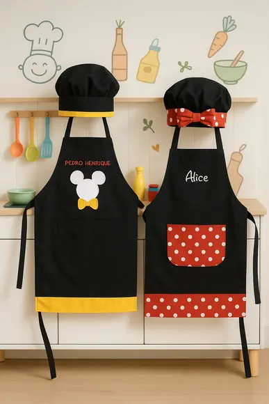 Avental e Touca Master/ Mini Chef Personalizado- Infantil