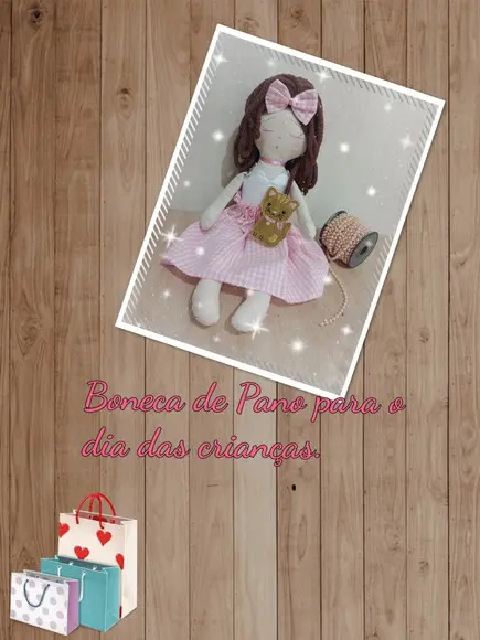 Boneca de Pano Dia das Crianças Brincar, Decorar, Presentear
