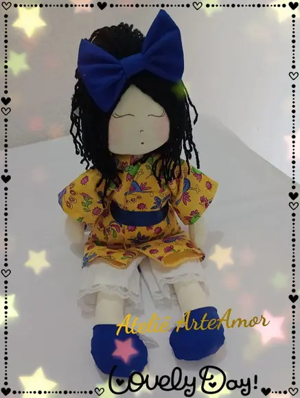 Boneca de Pano Mel Obs. Personalizamos com o Nome da Criança