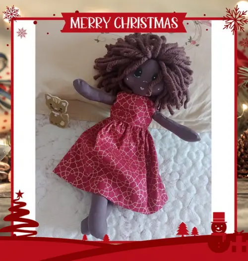 Boneca de Pano Nataly Vestido Natal Personalizamos Nome