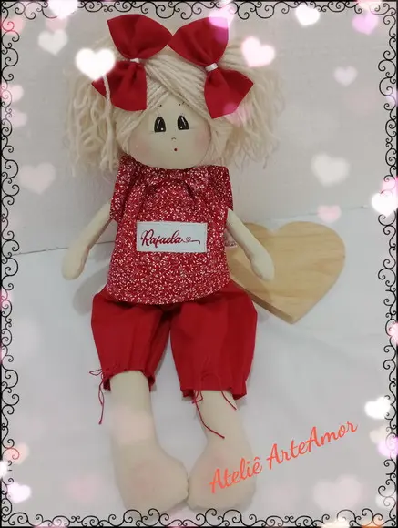 Boneca de Pano Rafaela Personalizamos com o Nome da Criança