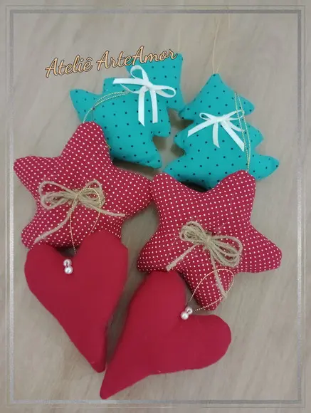 Enfeite de Natal - Arvore Estrela Coração...