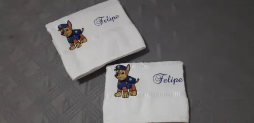 Jogo de Toalha Bordada Infantil Banho e Rosto Cachorro