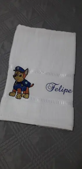 Jogo de Toalha Bordada Infantil Banho e Rosto Cachorro