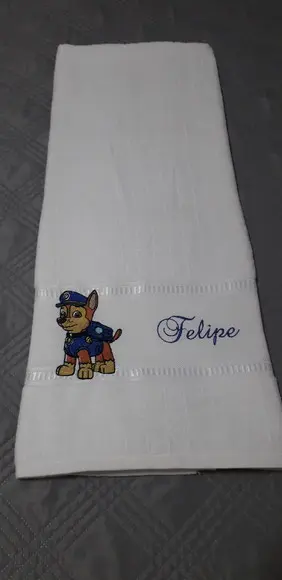 Jogo de Toalha Bordada Infantil Banho e Rosto Cachorro
