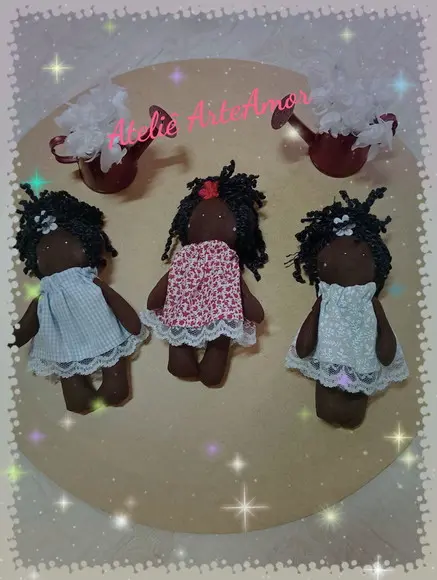 Mini Boneca Negras para Lembrancinhas, Decoração...