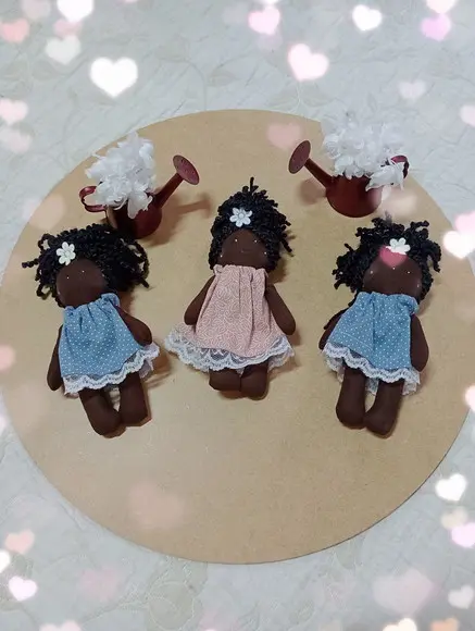 Mini Boneca Negras para Lembrancinhas, Decoração...