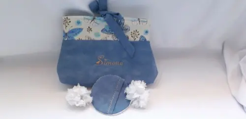 Necessaire Bordada + Ecopads lembrancinha para Mãe