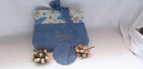 Necessaire Bordada + Ecopads lembrancinha para Mãe