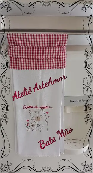 Pano de Prato e Bate Mão Personalizado - Kit 4 Peças