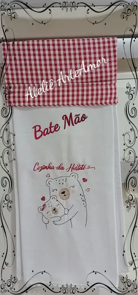 Pano de Prato e Bate Mão Personalizado - Kit 4 Peças