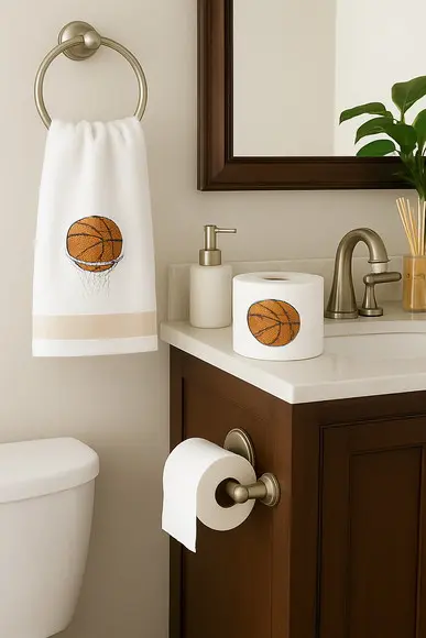 Porta Papel Higiênico Bordado Basquete