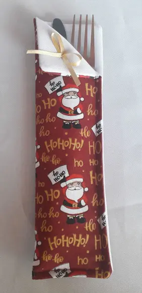 Porta Talher de Tecido para Decorar Mesa de Natal