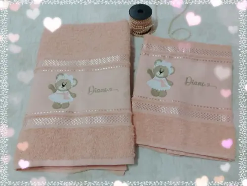 Toalha de Banho e Rosto Ursa - Personalizada