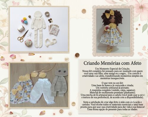 Projeto Montar Boneca de pano 35cm