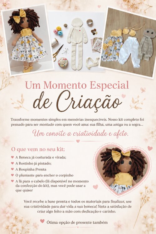 Projeto Montar Boneca de pano 35cm