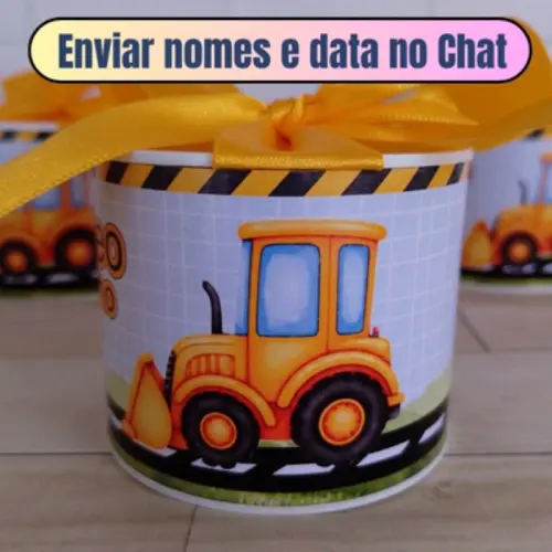 Lembrancinha Tubolata Personalizada (5x6) TRATOR CONSTRUÇÃO 15 UNID