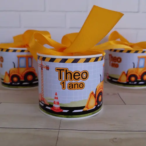 Lembrancinha Tubolata Personalizada (5x6) TRATOR CONSTRUÇÃO 15