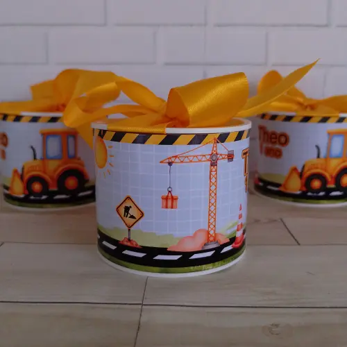 Lembrancinha Tubolata Personalizada (5x6) TRATOR CONSTRUÇÃO 15
