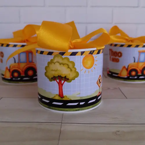 Lembrancinha Tubolata Personalizada (5x6) TRATOR CONSTRUÇÃO 15