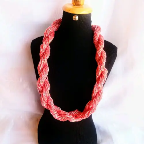 Colar de canutilhos rosa/brincos