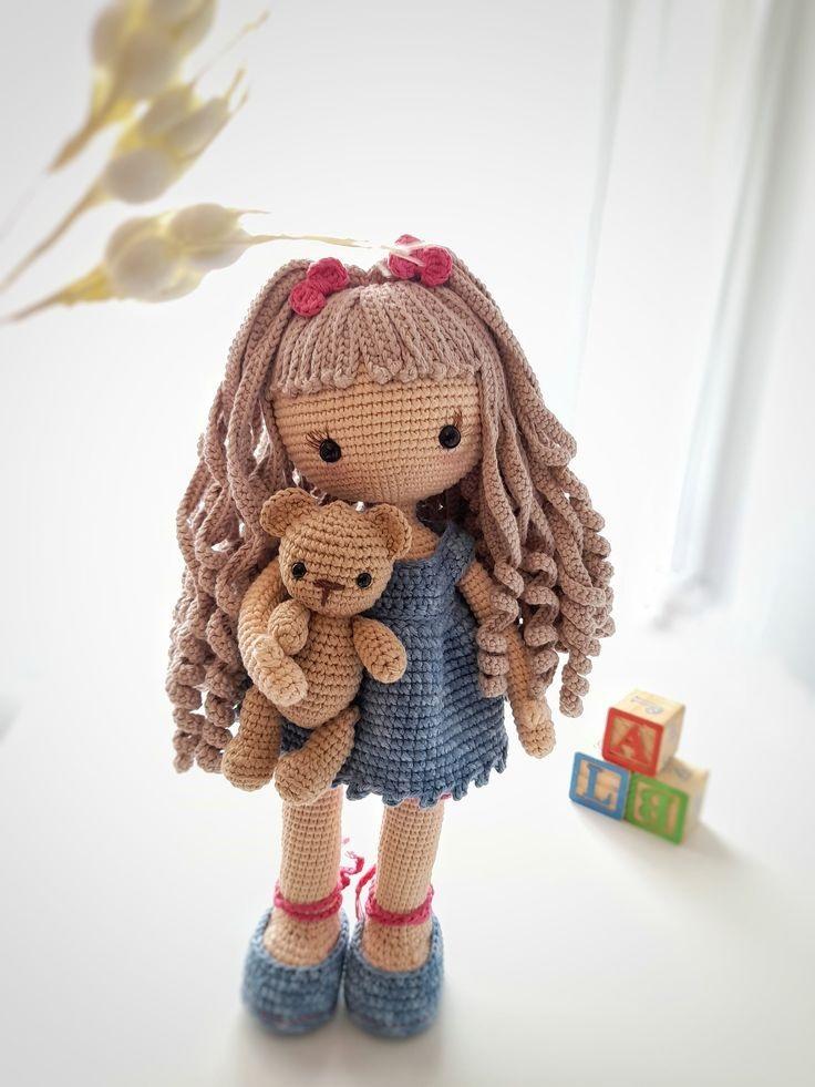 Receita Amigurumi Boneca com Ursinho