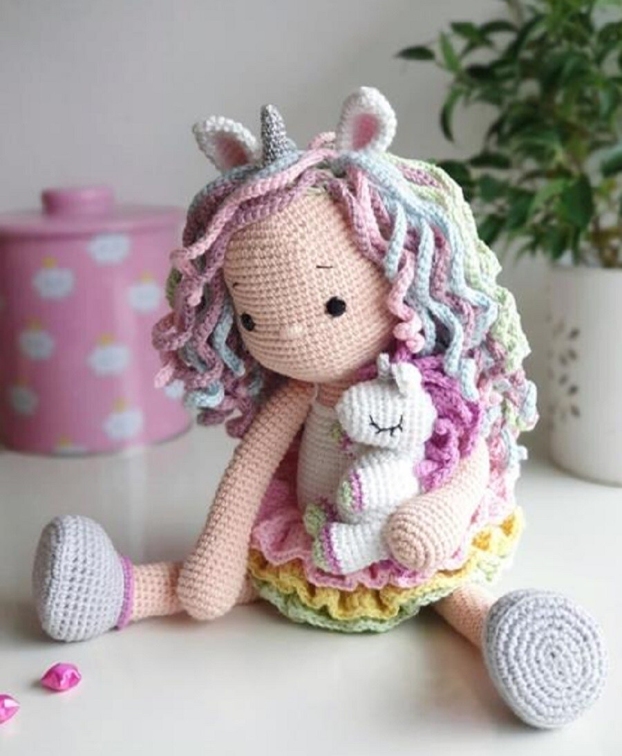 Receita Amigurumi Boneca Unicórnio