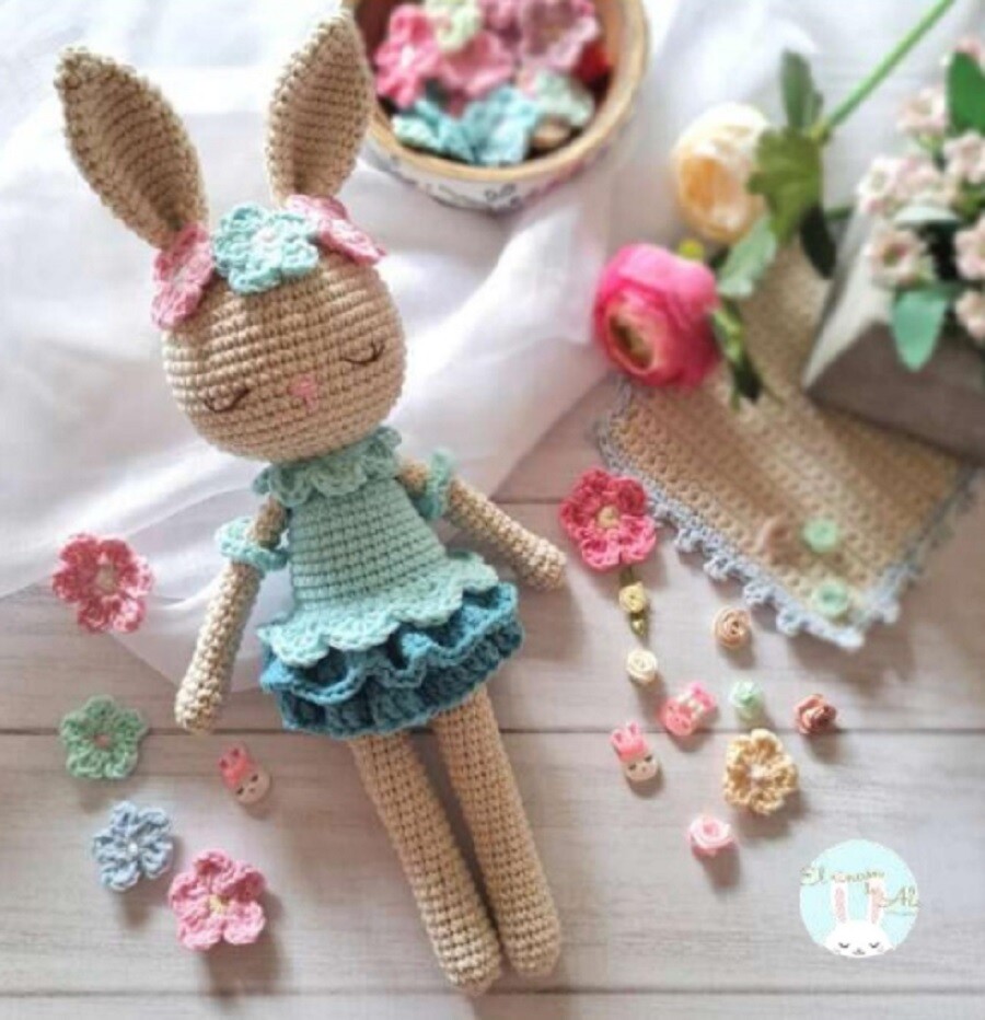 Receita Amigurumi Coelha Bailarina Azul
