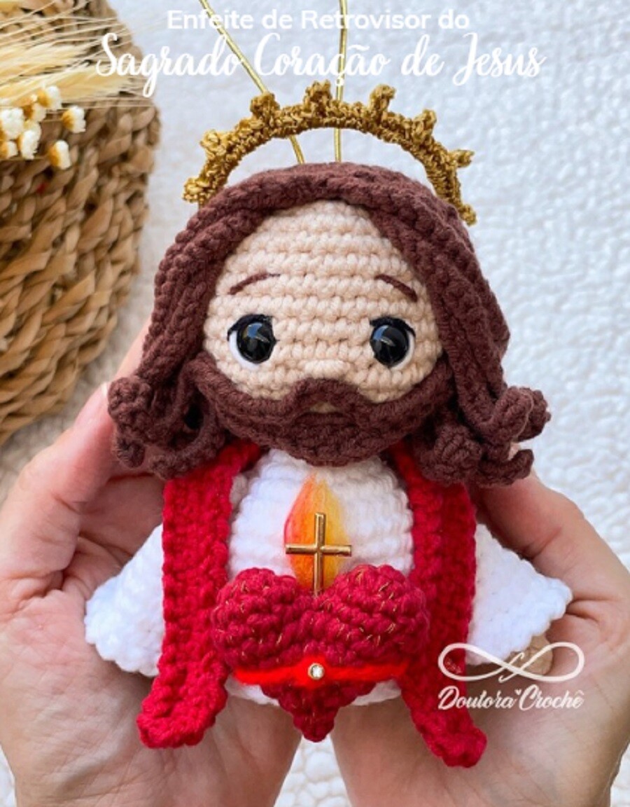 Enfeite para Retrovisor Receita Amigurumi Jesus