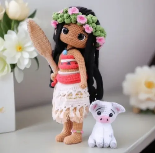 Receita Amigurumi Moana e Puá