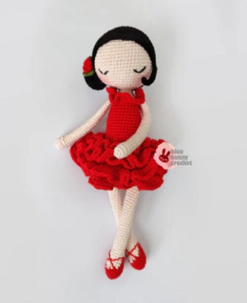 Receita Amigurumi Boneca Bailarina Morena Espanhola