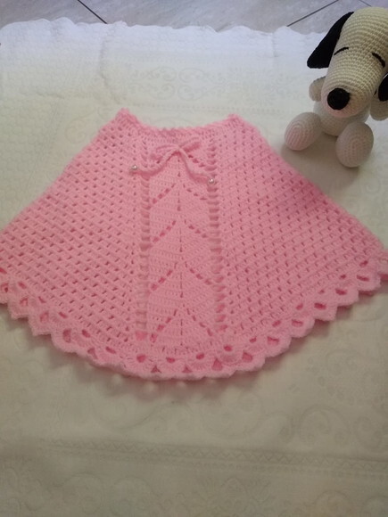 Poncho de Crochê Infantil - 1 à 3 Anos