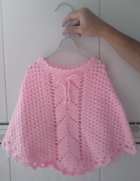 Poncho de Crochê Infantil - 1 à 3 Anos