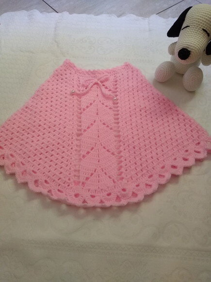 Poncho de Crochê Infantil - 1 à 3 Anos