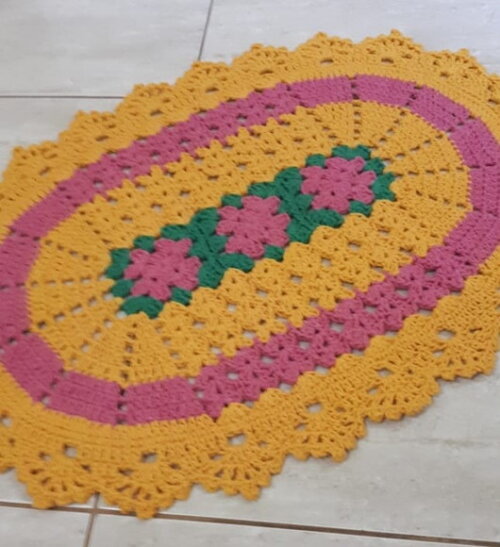 Tapete Oval de Croche - 0,44 x 0,60