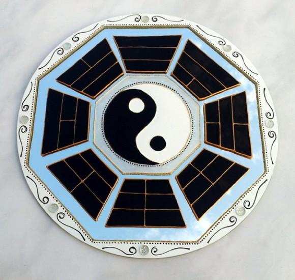 Baguá Yin Yang em Espelho de 17cm