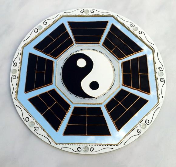 Baguá Yin Yang em Espelho de 25cm