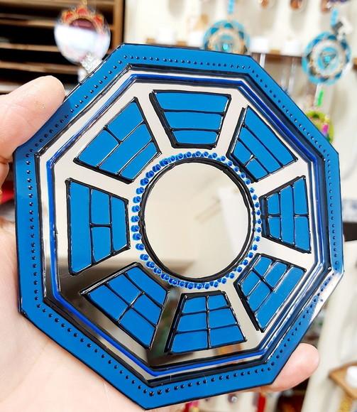 Espelho Baguá Azul para Porta 12cm