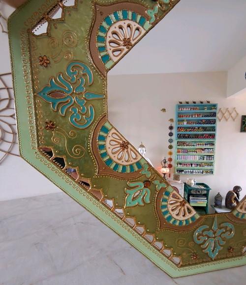 Espelho Decorativo Indiano Mandala Verde