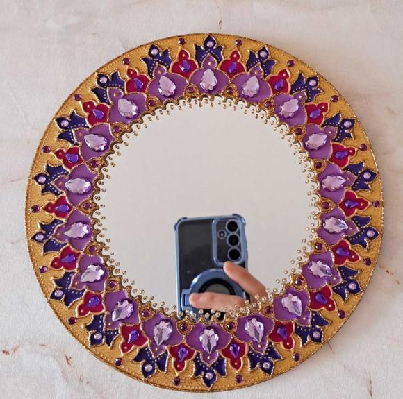 Espelho Decorativo Mandala com Pedrarias 20cm